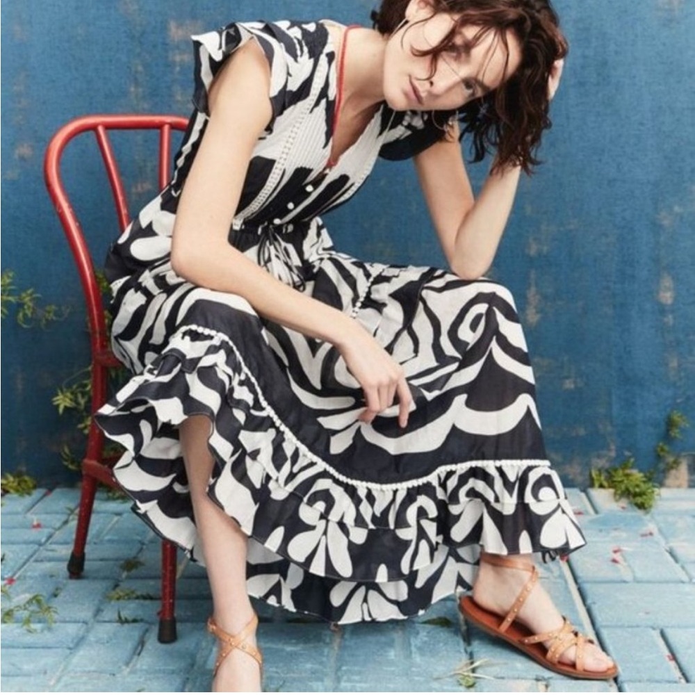 JCREW Point Sur flutter-sleeve maxi dress in Ratti® wave cotton voile